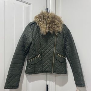 Forest green girls leather jacket brand new with tags,never worn